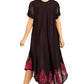 Sakkas Batik Hindi Cap Sleeve Caftan Dress / Cover Up