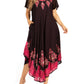Sakkas Batik Hindi Cap Sleeve Caftan Dress / Cover Up