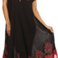 Sakkas Batik Hindi Cap Sleeve Caftan Dress / Cover Up