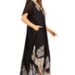 Sakkas Batik Hindi Cap Sleeve Caftan Dress / Cover Up