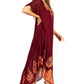 Sakkas Batik Hindi Cap Sleeve Caftan Dress / Cover Up