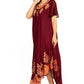 Sakkas Batik Hindi Cap Sleeve Caftan Dress / Cover Up