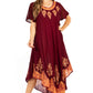 Sakkas Batik Hindi Cap Sleeve Caftan Dress / Cover Up