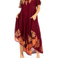 Sakkas Batik Hindi Cap Sleeve Caftan Dress / Cover Up