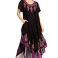 Sakkas Batik Hindi Cap Sleeve Caftan Dress / Cover Up