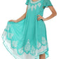 Sakkas Batik Hindi Cap Sleeve Caftan Dress / Cover Up