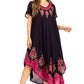 Sakkas Batik Hindi Cap Sleeve Caftan Dress / Cover Up