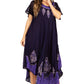 Sakkas Batik Hindi Cap Sleeve Caftan Dress / Cover Up