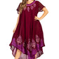 Sakkas Batik Hindi Cap Sleeve Caftan Dress / Cover Up