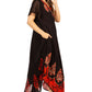 Sakkas Batik Hindi Cap Sleeve Caftan Dress / Cover Up
