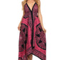 Sakkas Batik Medallion Handkerchief Hem Adjustable Dress