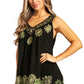 Sakkas Batik Embroidered V-Neck Sleeveless Blouse