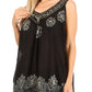 Sakkas Batik Embroidered V-Neck Sleeveless Blouse