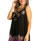 Sakkas Batik Embroidered V-Neck Sleeveless Blouse