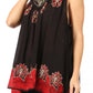 Sakkas Batik Embroidered V-Neck Sleeveless Blouse