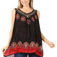 Sakkas Batik Embroidered V-Neck Sleeveless Blouse
