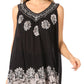 Sakkas Batik Embroidered V-Neck Sleeveless Blouse