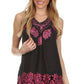 Sakkas Batik Embroidered V-Neck Sleeveless Blouse
