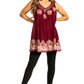 Sakkas Batik Embroidered V-Neck Sleeveless Blouse