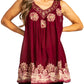 Sakkas Batik Embroidered V-Neck Sleeveless Blouse
