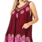 Sakkas Batik Embroidered V-Neck Sleeveless Blouse