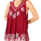 Sakkas Batik Embroidered V-Neck Sleeveless Blouse
