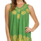 Sakkas Batik Embroidered V-Neck Sleeveless Blouse