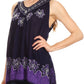 Sakkas Batik Embroidered V-Neck Sleeveless Blouse