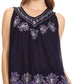 Sakkas Batik Embroidered V-Neck Sleeveless Blouse