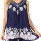 Sakkas Batik Embroidered V-Neck Sleeveless Blouse
