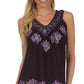 Sakkas Batik Embroidered V-Neck Sleeveless Blouse