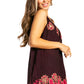 Sakkas Batik Embroidered V-Neck Sleeveless Blouse