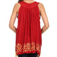 Sakkas Batik Embroidered V-Neck Sleeveless Blouse