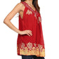 Sakkas Batik Embroidered V-Neck Sleeveless Blouse