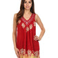Sakkas Batik Embroidered V-Neck Sleeveless Blouse