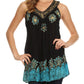 Sakkas Batik Embroidered V-Neck Sleeveless Blouse