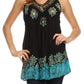 Sakkas Batik Embroidered V-Neck Sleeveless Blouse