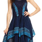 Sakkas Batik Corset Style Bodice Handkerchief Hem Dress