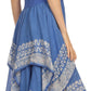 Sakkas Batik Corset Style Bodice Handkerchief Hem Dress
