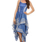 Sakkas Batik Corset Style Bodice Handkerchief Hem Dress