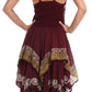 Sakkas Batik Corset Style Bodice Handkerchief Hem Dress