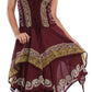 Sakkas Batik Corset Style Bodice Handkerchief Hem Dress