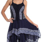 Sakkas Batik Corset Style Bodice Handkerchief Hem Dress