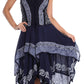 Sakkas Batik Corset Style Bodice Handkerchief Hem Dress