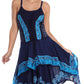 Sakkas Batik Corset Style Bodice Handkerchief Hem Dress