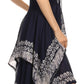 Sakkas Batik Corset Style Bodice Handkerchief Hem Dress