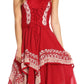 Sakkas Batik Corset Style Bodice Handkerchief Hem Dress