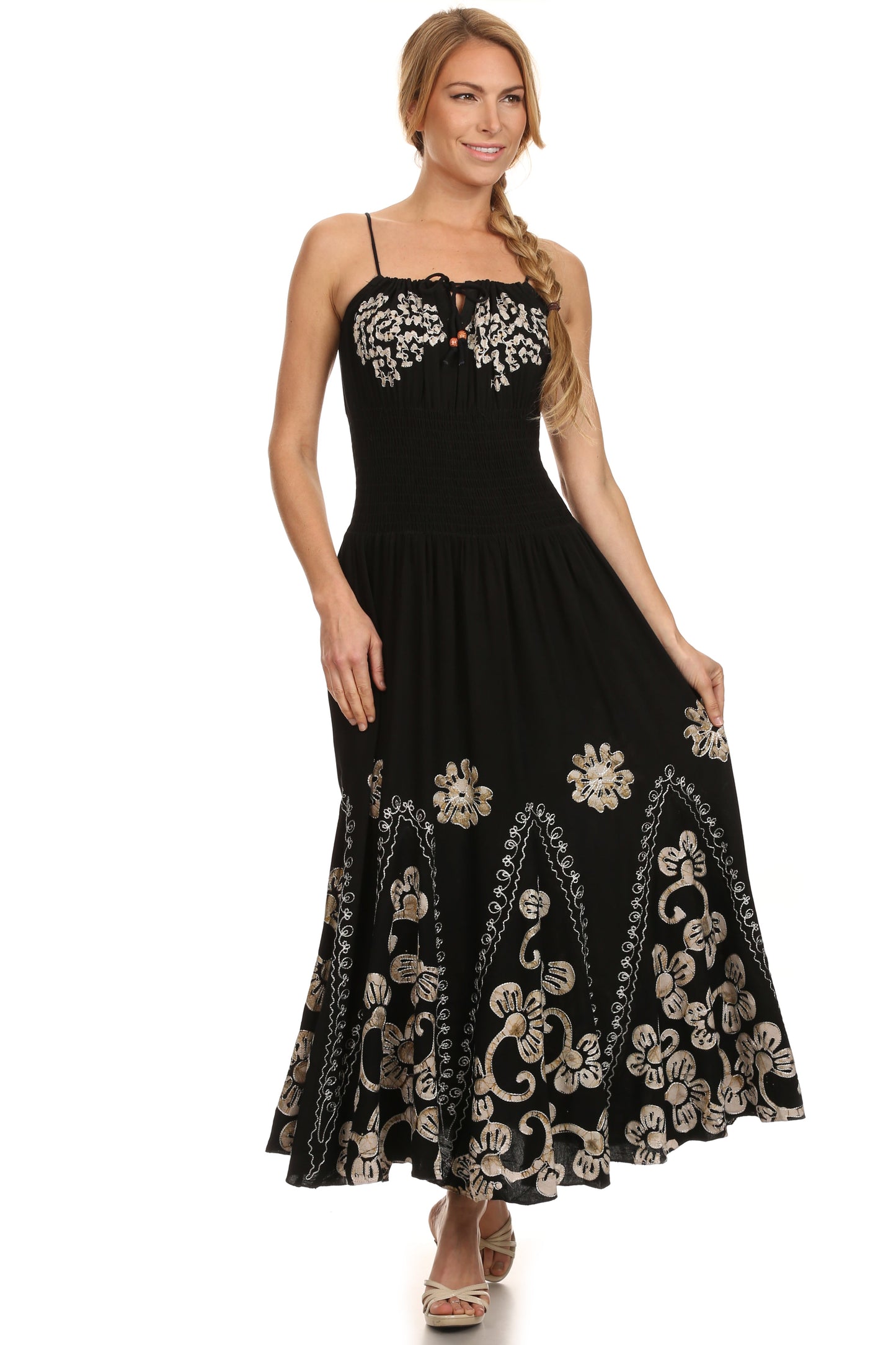 Vestido con bordados Batik de Sakkas con cintura imperio