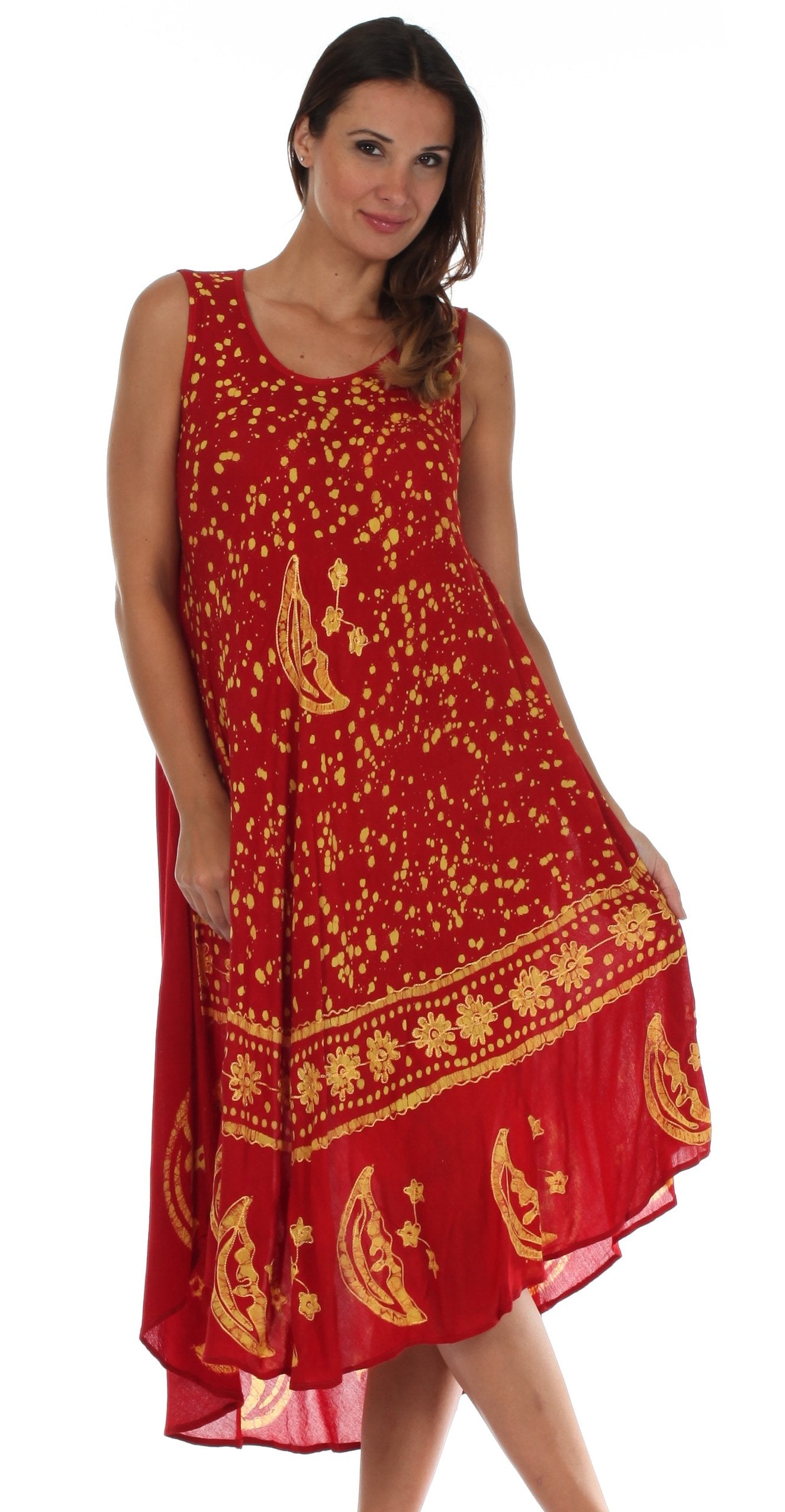 Sakkas Moon and Stars Batik Caftan Tank Dress / Cover Up