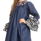 Sakkas Folami Chambray and Ankara Wax Dutch Print Muumuu Dress Relax Fit